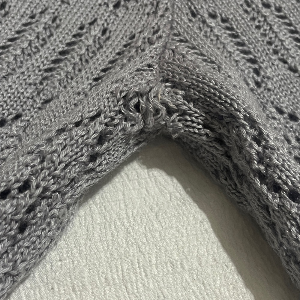Vintage Jeffrey Steven Knit Long Sleeve Sweater- bluish gray lace knit retro - Picture 3 of 5